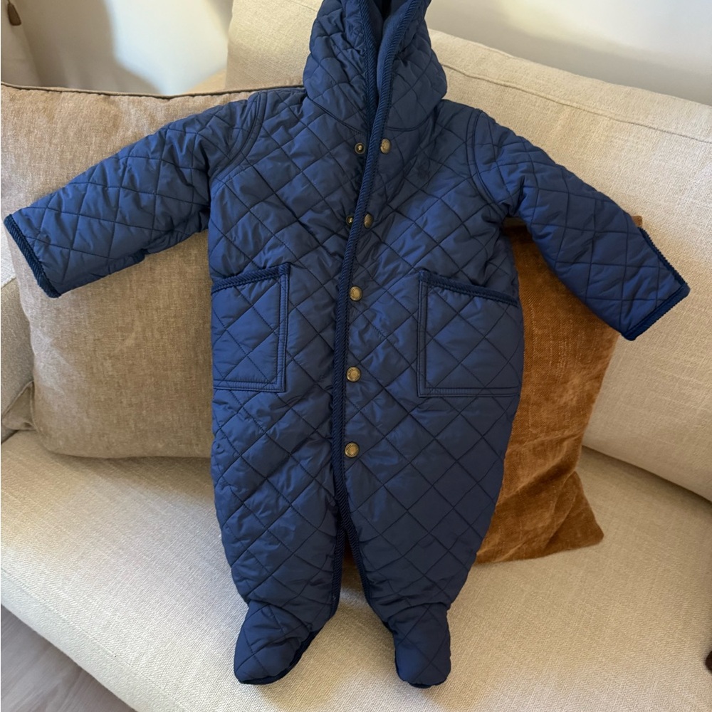 Ralph Lauren Quilted Blue Kids Footie